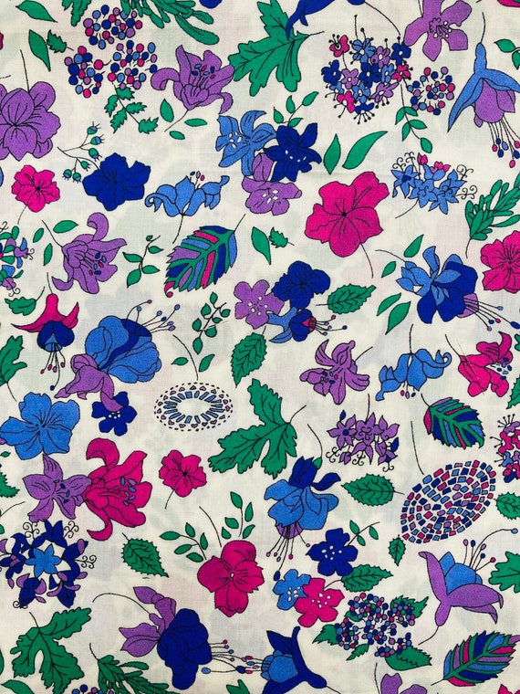 A Beautiful Purple and Pink ‘August Cottage’ Liberty Tana Lawn 13”x 9” Crafting Patchwork