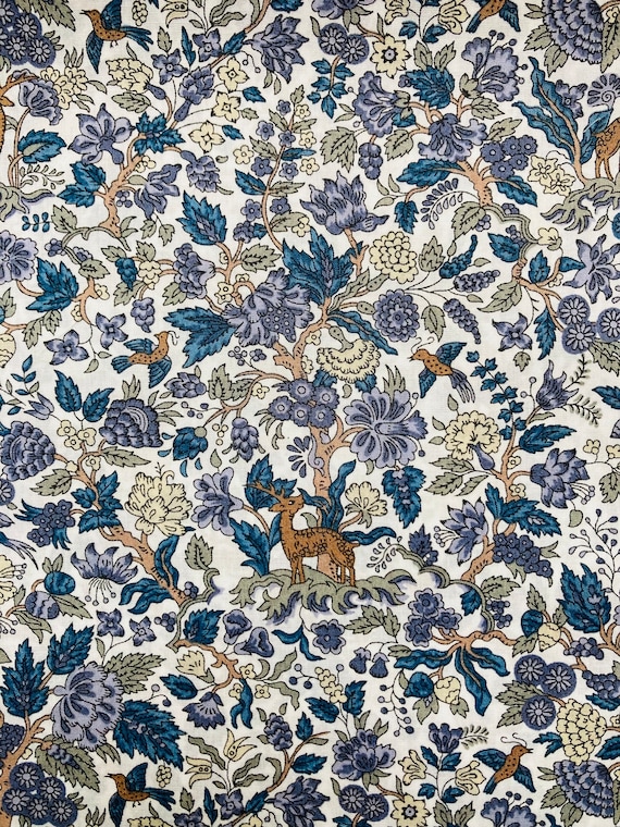 A lovely Blue and Grey ‘Salters Forest’ Novelty Liberty Tana Lawn 13”x 9”.  International Shipping