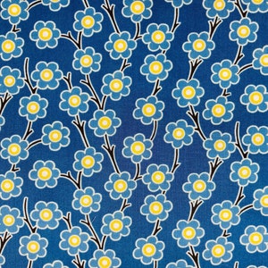 A Discontinued Liberty Tana Lawn 13” x 9” fabric Blue and Yellow Organic ‘Pep’