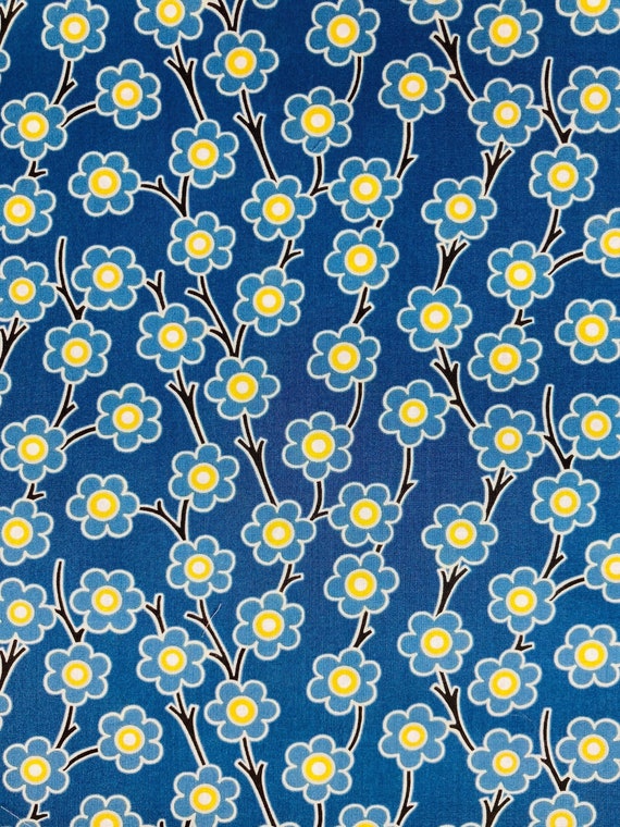 A Discontinued Liberty Tana Lawn 13” x 9” fabric Blue and Yellow Organic ‘Pep’