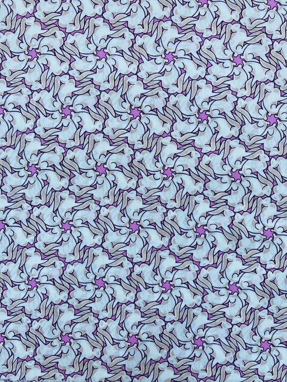 A Discontinued, Pink And White ‘Tumbling Tails’  Liberty Tana Lawn 13”x 9” #Adele