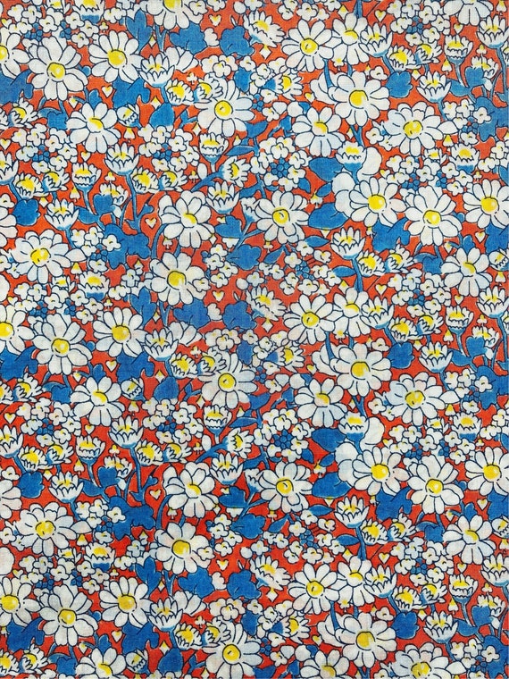 A Discontinued Liberty Tana Lawn 13” x 9”  fabric Red and Blue ‘Alice’