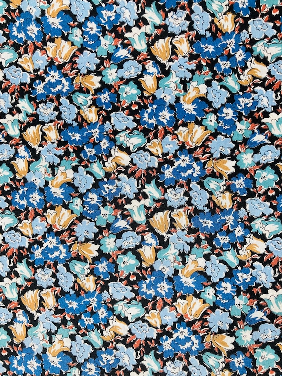 Liberty Tana Lawn 13”x 9” Blue and Green ‘Floralia’ fabric. Super fabric for quilting or any crafting project