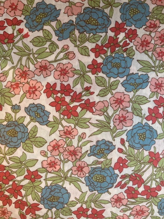 An exceptional Vintage (1980/82) Pink, Red and Blue ‘Loretta’. This lovely Liberty Tana Lawn Is cut to a generous 17 x 10”