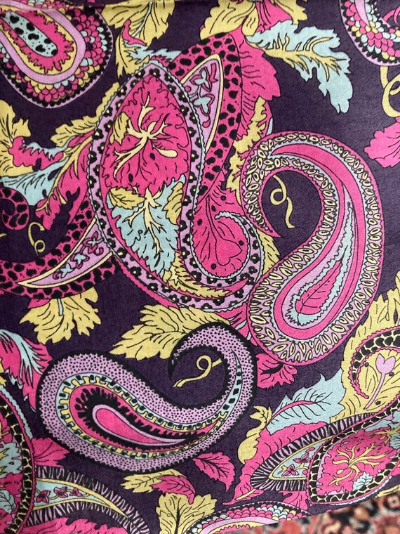 Collector’s Corner Discontinued Designs and Colourways of Liberty Tana Lawns Pink and Purple Harry Houssen Paisley. 13 x 13”