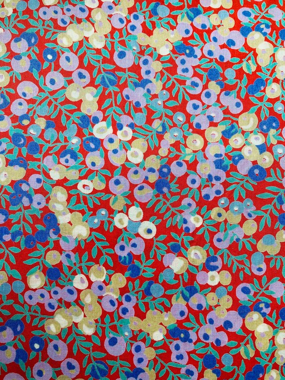 Vintage Red, Purple and Green Wiltshire Berry Liberty Tana Lawn 13”x 9”.  International Shipping