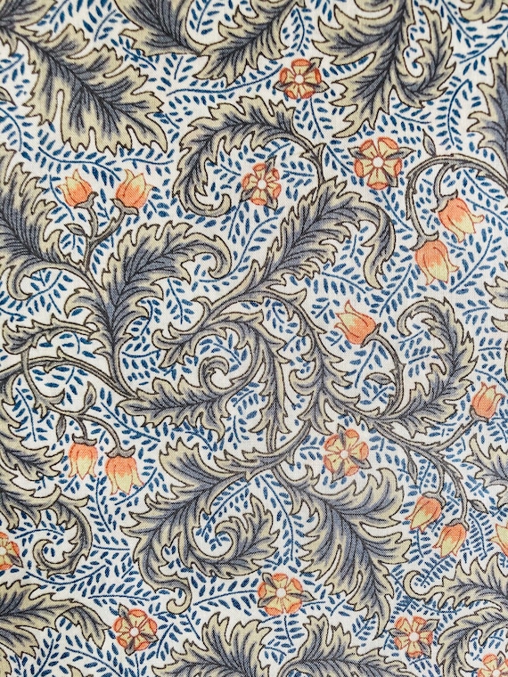 Green and Orange Liberty Tana Lawn ‘Dorothy Watton’ 13 x 9”