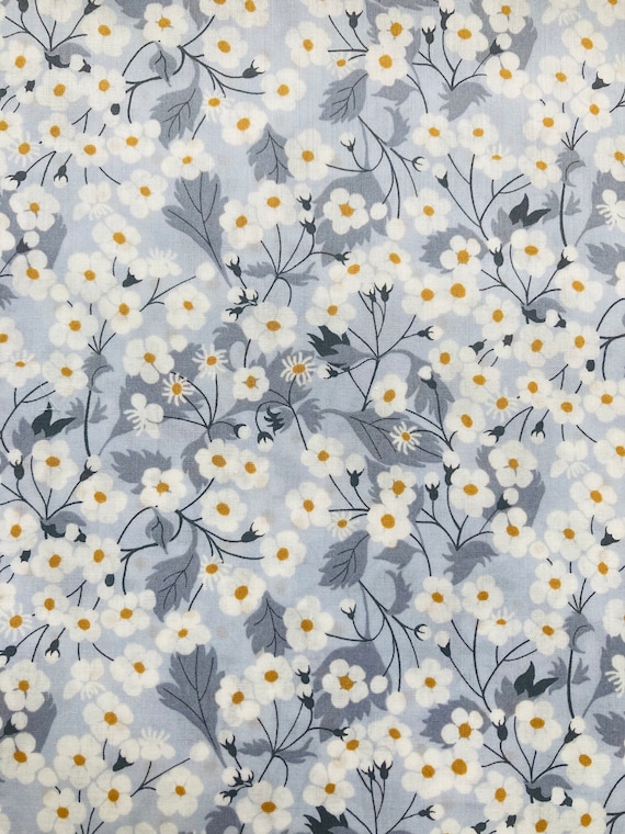 A Beautiful Light Grey and Mustard ‘Mitsi’ Liberty Tana Lawn 13”x 9” Crafting Patchwork