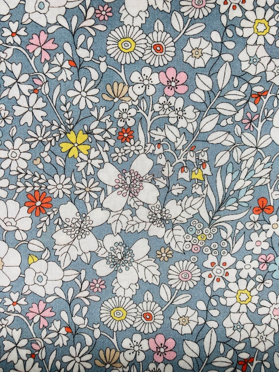 A Lovely Grey ‘June’s Meadow’ Liberty Tana Lawn Fabric 13”x 9”