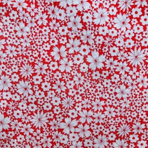 A Lovely Red ‘Jacqueline’s blossom’ Liberty Tana Lawn 13”x 9” Fabric. worldwide postage