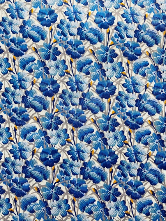A Discontinued Blue and Grey Liberty Tana Lawn 13” x 9”  fabric called ‘Bryony Rae’. International Shipping