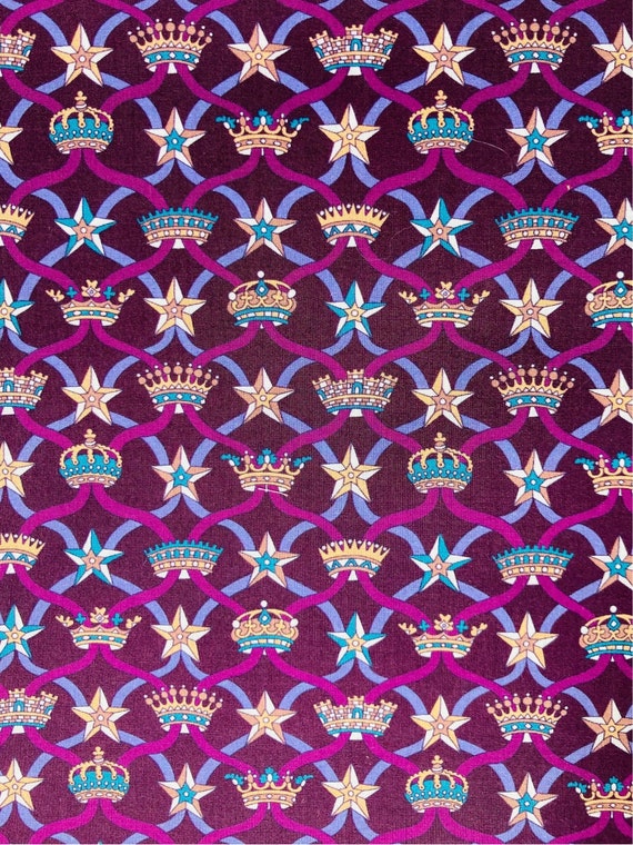 A Classy Purple And Gold ‘Windsor Ribbons’ Liberty Tana Lawn 13”x 9” Crafting Patchwork