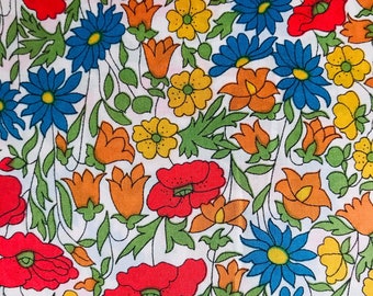 Tessuto Liberty Tana Lawn Red "Poppy and Daisy" 13"x9".