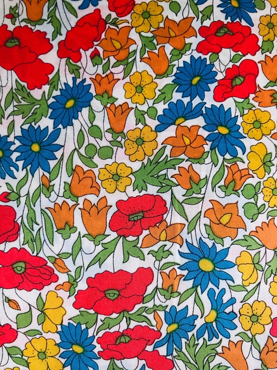 Liberty Tana Lawn Red ‘Poppy and Daisy’ 13”x 9” fabric.