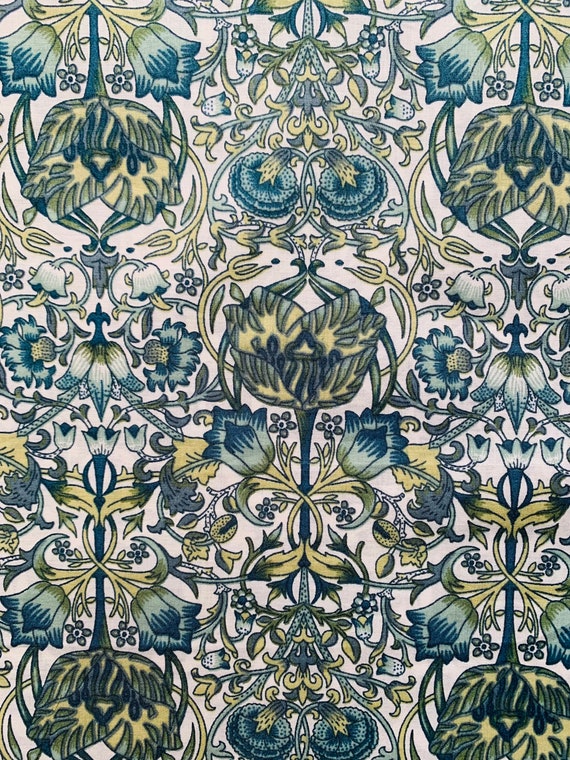 A Lovely Blue And Green ‘Orkney Lights’ Liberty Tana Lawn 13”x 9”