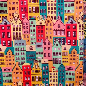A very popular, discontinued ‘Copenhagen Street’.  This is a lovely Green and Pink Novelty Liberty Tana Lawn cut to a generous 13”x 9”