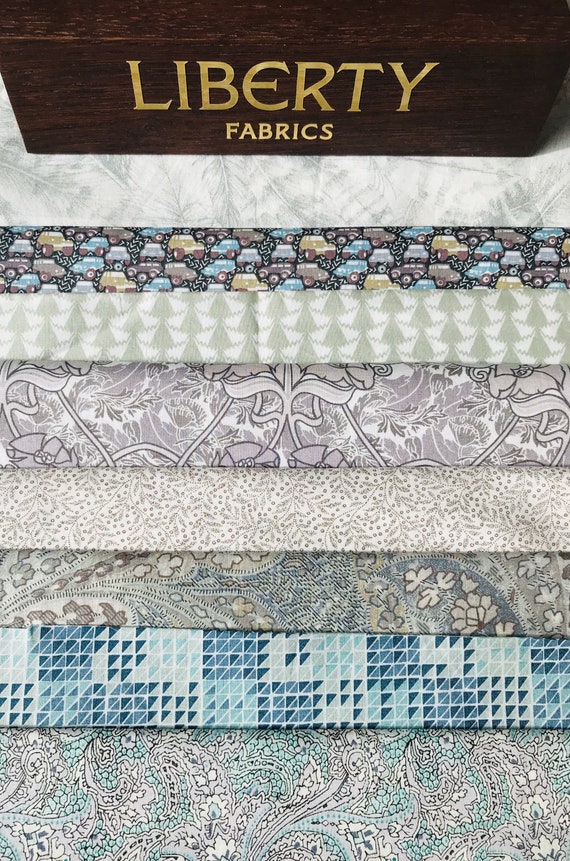 Liberty Tana Lawn Fabric, ‘Greys’, Pieces of 8, Fabric Bag 6"x 9".