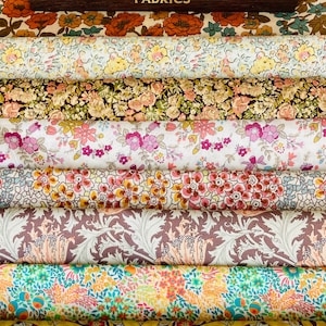 Tessuto Liberty Tana Lawn, "Arancione e Oro", confezione di tessuto tagliato in generose dimensioni 6"x9".