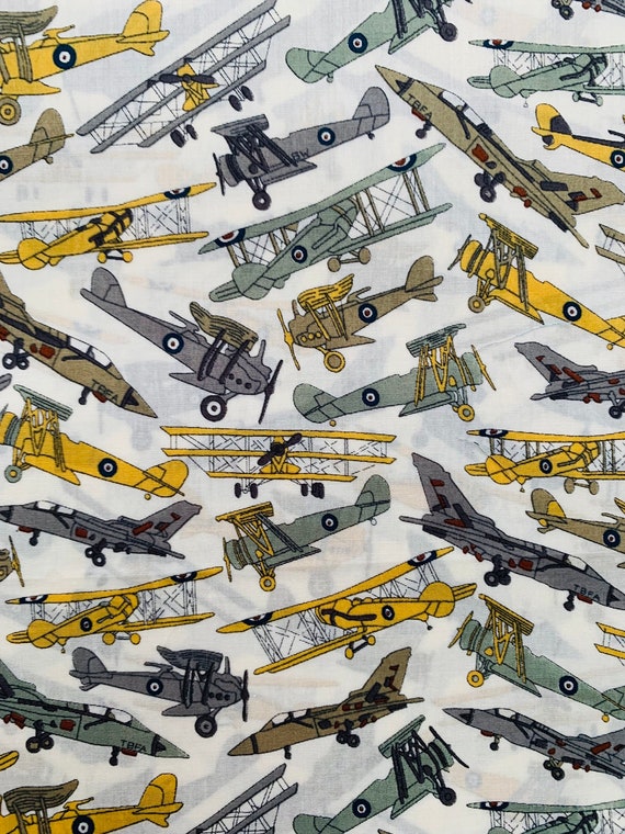 A rare Yellow and Grey Novelty Liberty Tana Lawn 13”x 9” ‘Tom’s Jet’.
