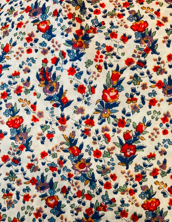 Vintage Red and Blue ‘Christabel’ Liberty Tana Lawn 13”x 9”