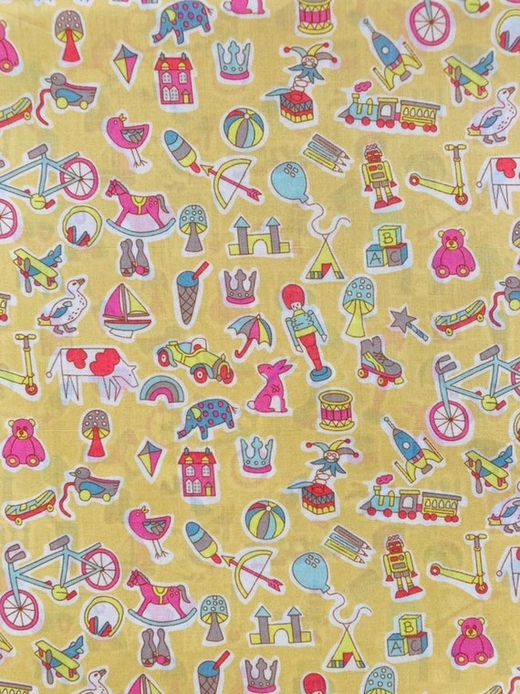 Liberty Novelty Yellow and Pink ‘Little Treasures’ Tana Lawn 13”x 9” fabric. #Adele