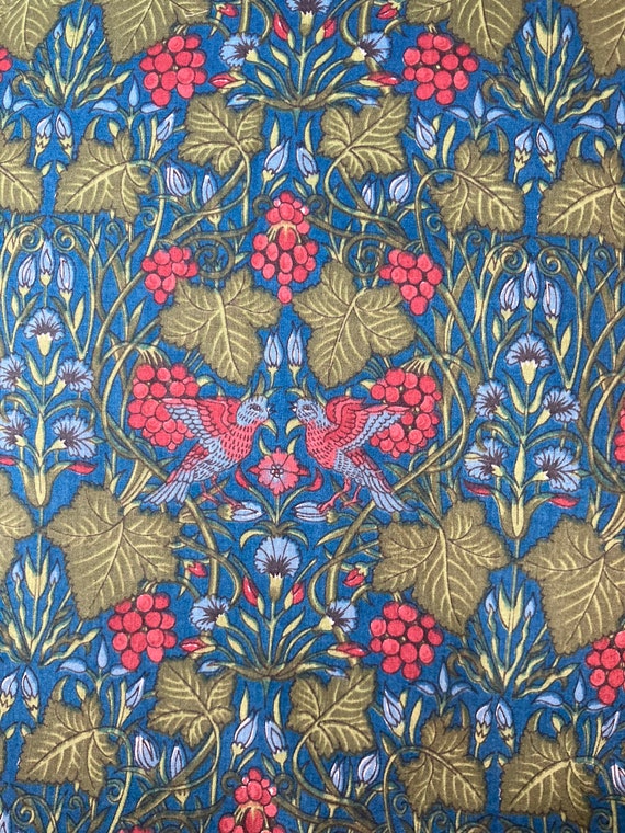 A gorgeous Liberty Tana Lawn, Red and Blue, Vintage ‘Vine Thief’ 17 x 9 1/2” fabric.