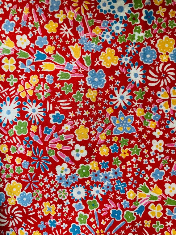 A Beautiful Red and Yellow ‘Kayoko’ Liberty Tana Lawn 13”x 9” Crafting Patchwork