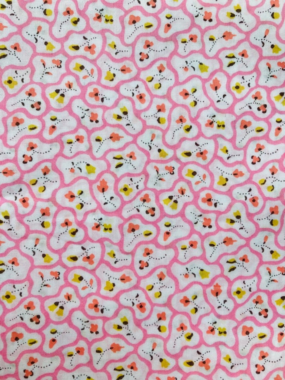 A lovely Pink and Yellow ‘Floral Paving’ Liberty Tana Lawn. 13”x 9”