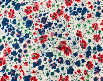 Phoebe, Liberty Tana Lawn Classic Design. Red, Blue and White Colour Way. 13”x 9”.