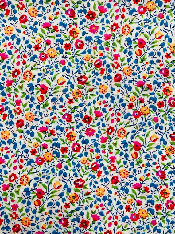 A Gorgeous Blue And Red Discontinued ‘Nora Cosima’ Liberty Tana Lawn 13”x 9”