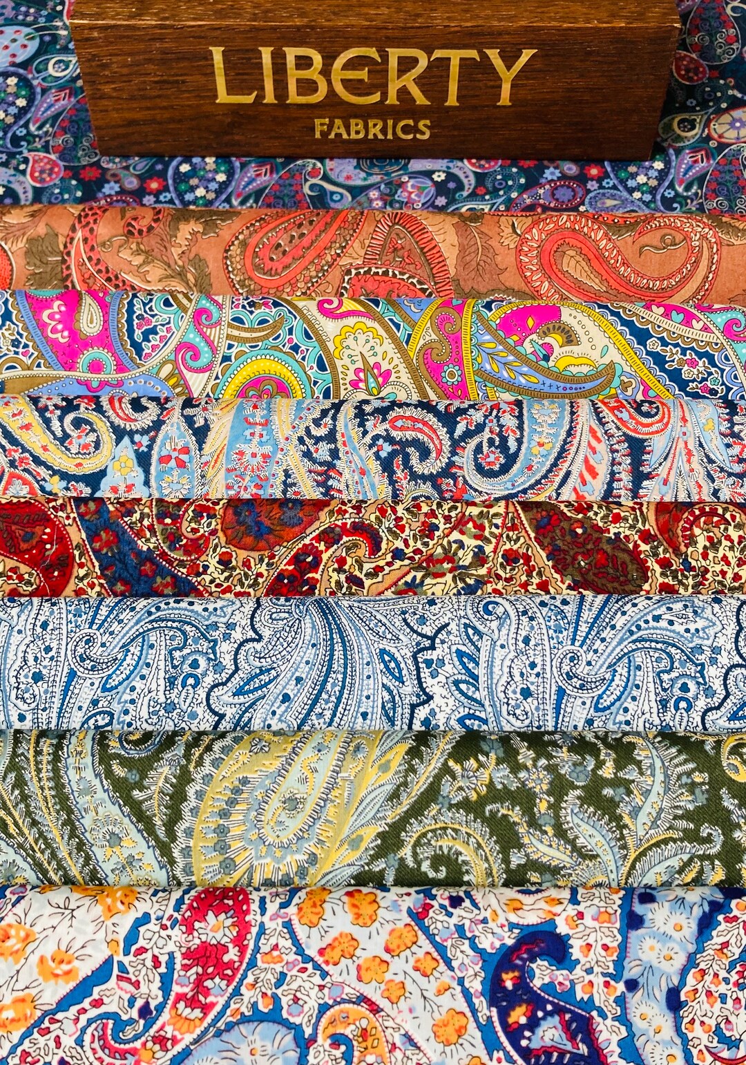 A Beautiful Liberty ‘paisleys’ Fabric Bag, Containing 8 Lovely Paisley ...
