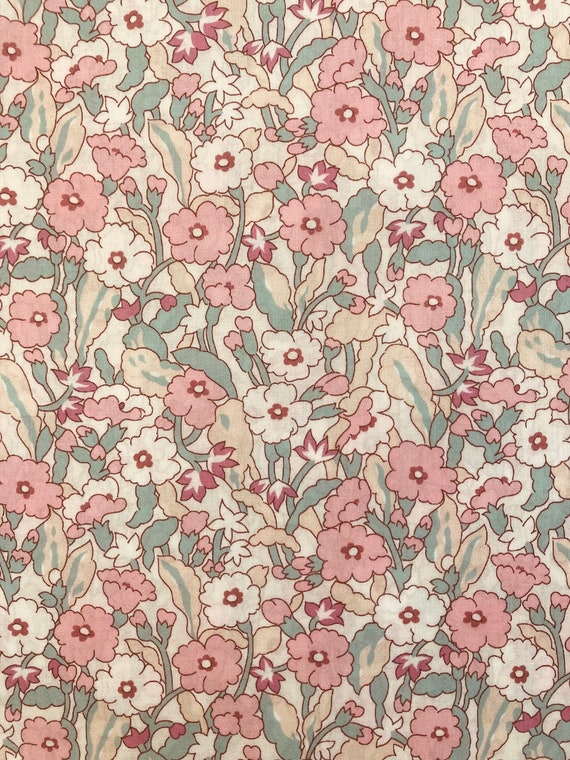 A Beautiful Green and Pink ‘Primrose Path’ Liberty Tana Lawn 13”x 9” Crafting Patchwork