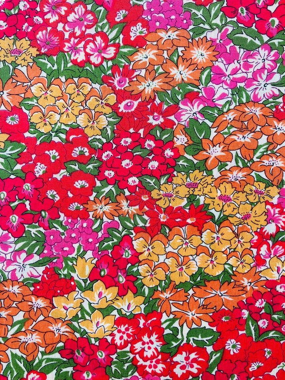 Red and Orange ‘Garden Wonderland’ Liberty Tana Lawn 13”x 10”