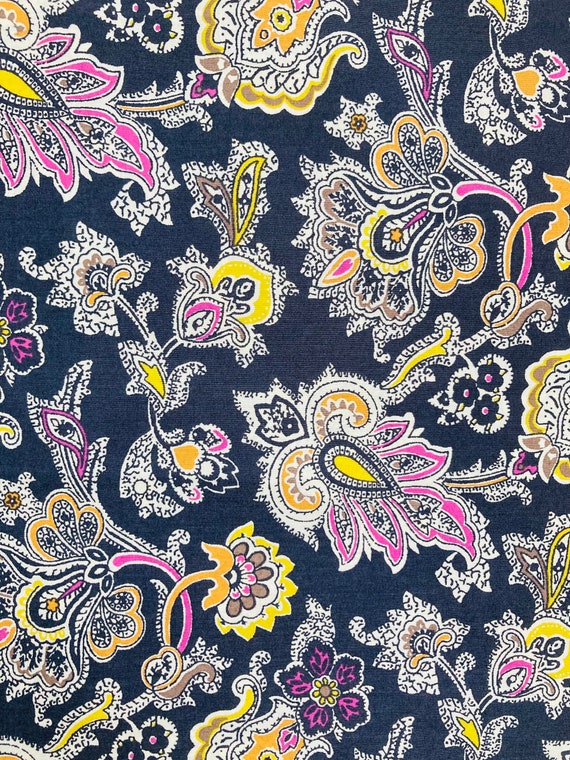 Collector’s Corner Discontinued ‘Louis’ design  of Liberty Tana Lawn. This is a very unusual Purple and Yellow colour cut to 12 x 20”