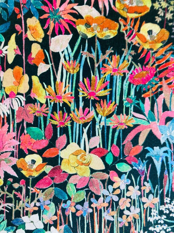A Beautiful Pink and Orange ‘Faria Flowers Small’ Liberty Tana Lawn 13”x 9” Crafting Patchwork
