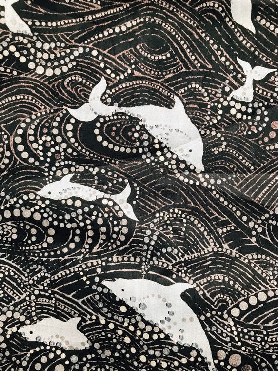 Novelty Black ‘Lara’s Dolphin’ Liberty Tana Lawn 13”x 9”