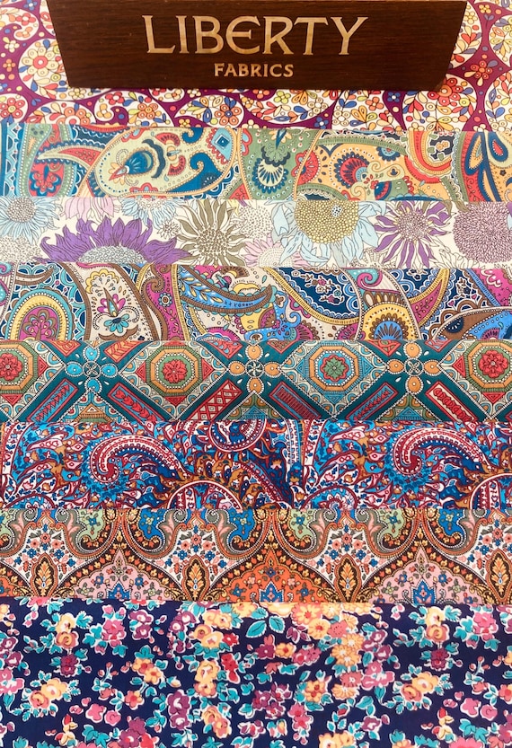 A Beautiful Liberty ‘Colour Blast’ fabric bag, containing 8 lovely Paisley’s and Bourton cotton pieces cut to a generous 6”x 9”