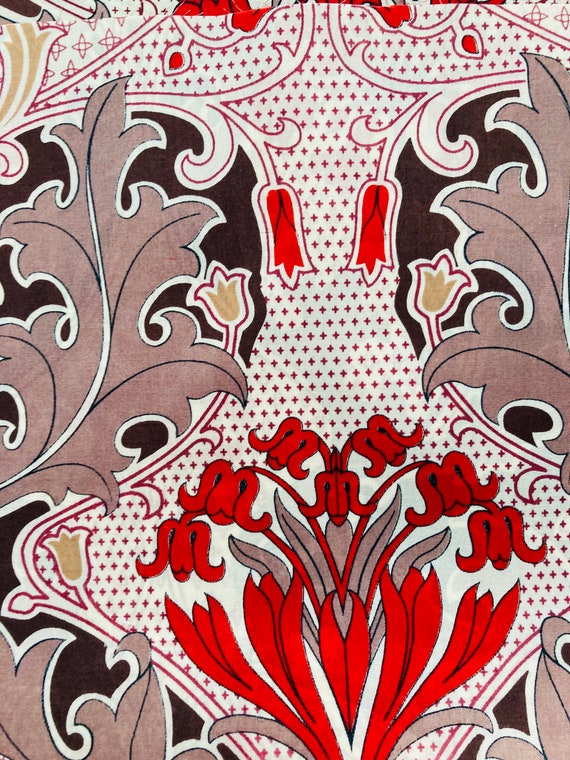 Liberty Tana Lawn Large Print 13”x 9” fabric Brown and Red ‘Victoria’.