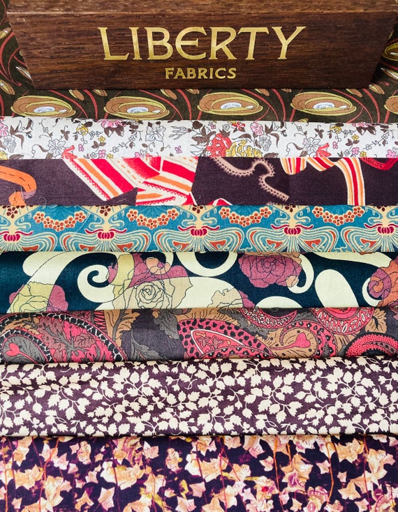 Liberty Tana Lawn Fabric, ‘Brown Beauties’, 8 pieces cut to a generous 6"x 9".