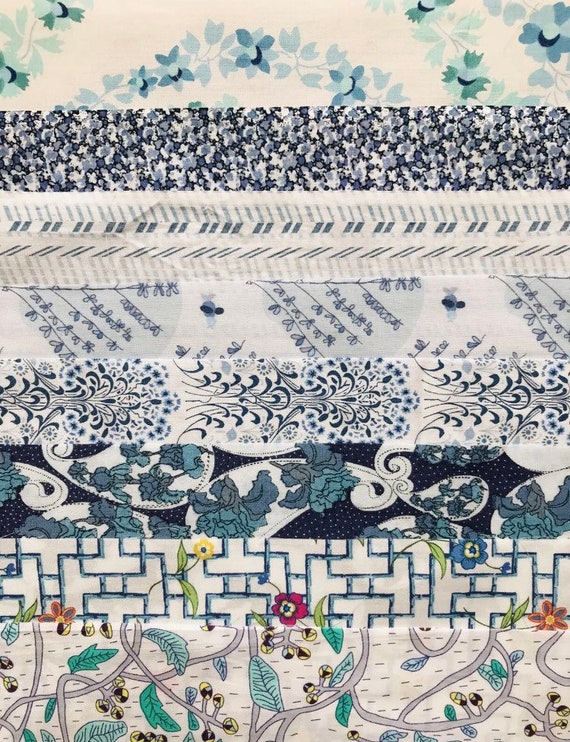 Liberty Tana Lawn ‘January Blues’ Fabric bundle. 8 pieces of 6”x 9” Quality Lawns #Adele