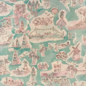 Tissu Liberty « Île de Wight » vert vintage 40 x 50 cm Tana Lawn