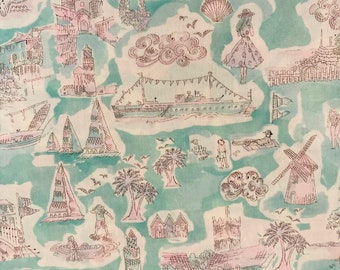 Liberty Tana-gazon 40 x 50 cm vintage groene 'Isle of Wight'-stof