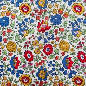 A Lovely Blue and Red D’Anjo Liberty Tana Lawn 13”x 9” fabric.