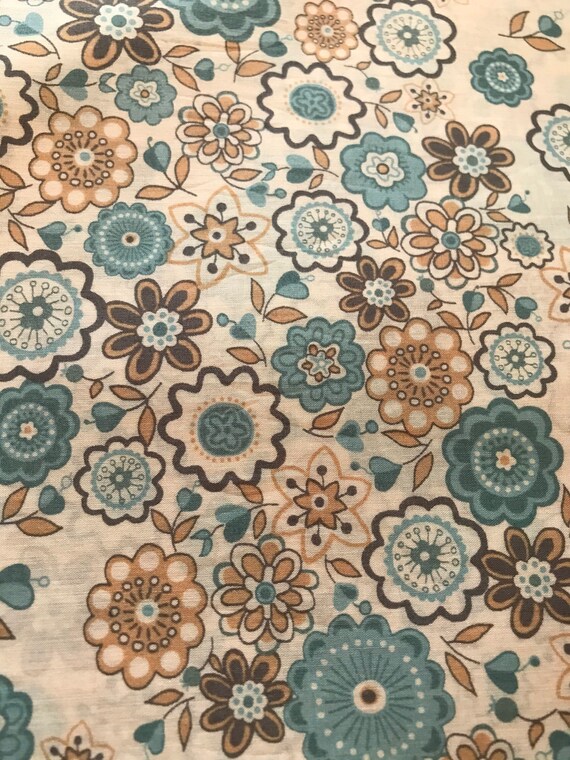 Turquoise and Beige Lauren Liberty Tana Lawn 13”x 9”