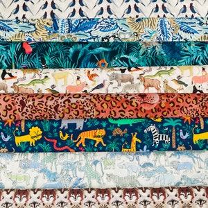 Pacchetto pacchetto Liberty Tana Lawn "Una giornata allo zoo". 8 pezzi di prati di qualità 6"x 9" a tema animali.