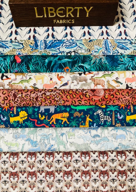 Liberty Tana Lawn ‘A Day at the Zoo’ Bundle Pack. 8 Pieces of Animal themed 6”x 9” Quality Lawns.
