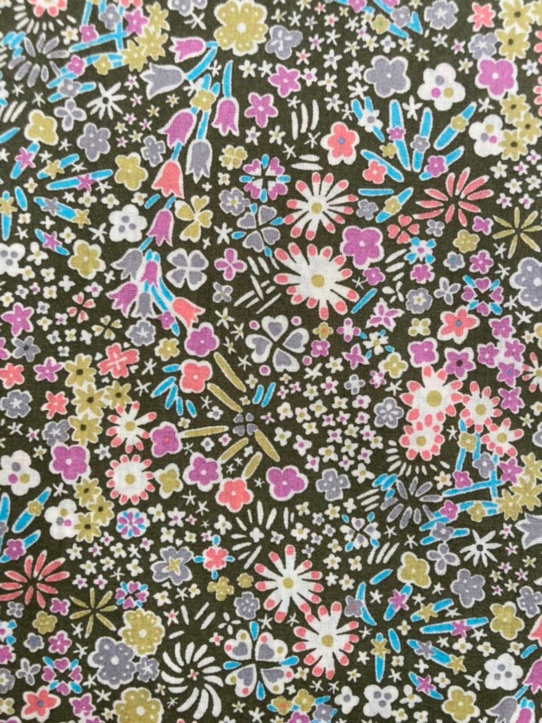 Kayoko, A Lovely Liberty Tana Lawn, Green Pink and Turquoise. 13”x