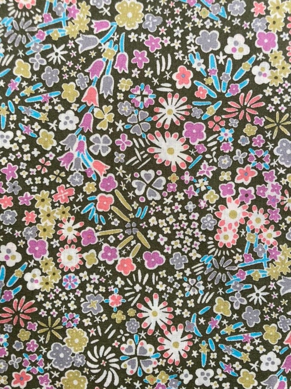 A Lovely Liberty Tana Lawn Vintage Green Pink and Turquoise ‘Kayoko’ 13”x 9”.