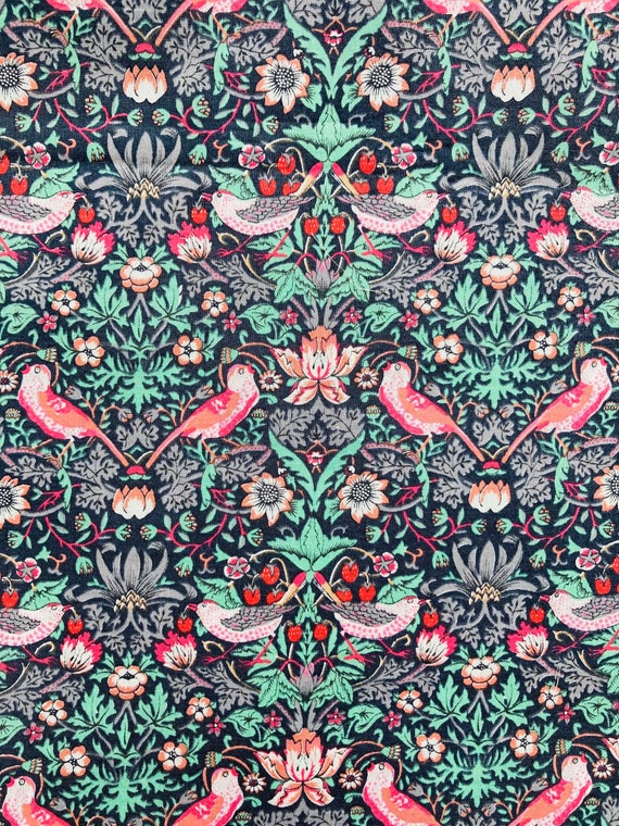 A Beautiful Vintage Pink and Grey ‘Strawberry Thief’. This lovely Liberty Tana Lawn Is cut to a generous 17 x 9”