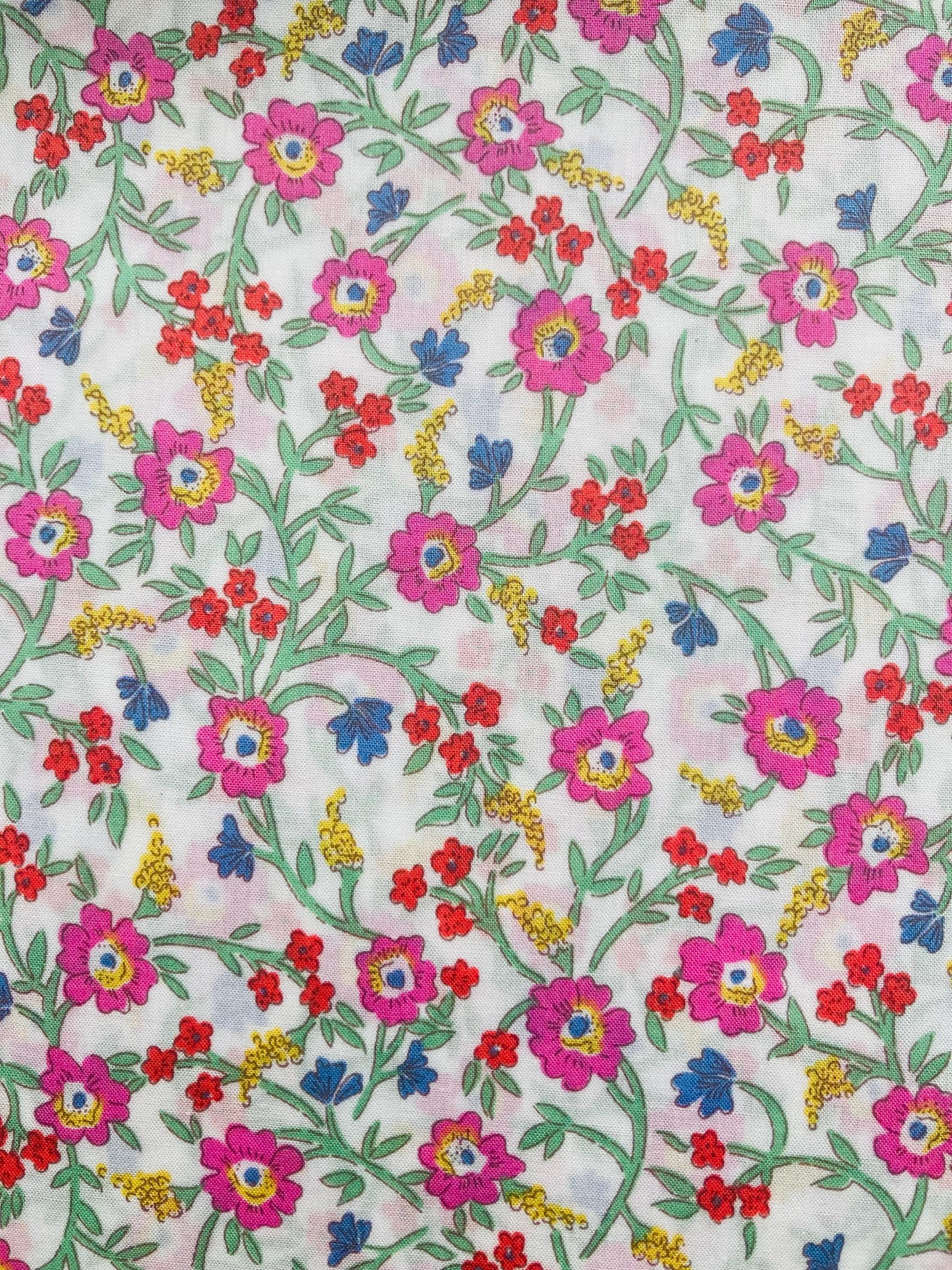 A Discontinued Liberty Tana Lawn 13” X 9” Fabric Pink, White and Green ...